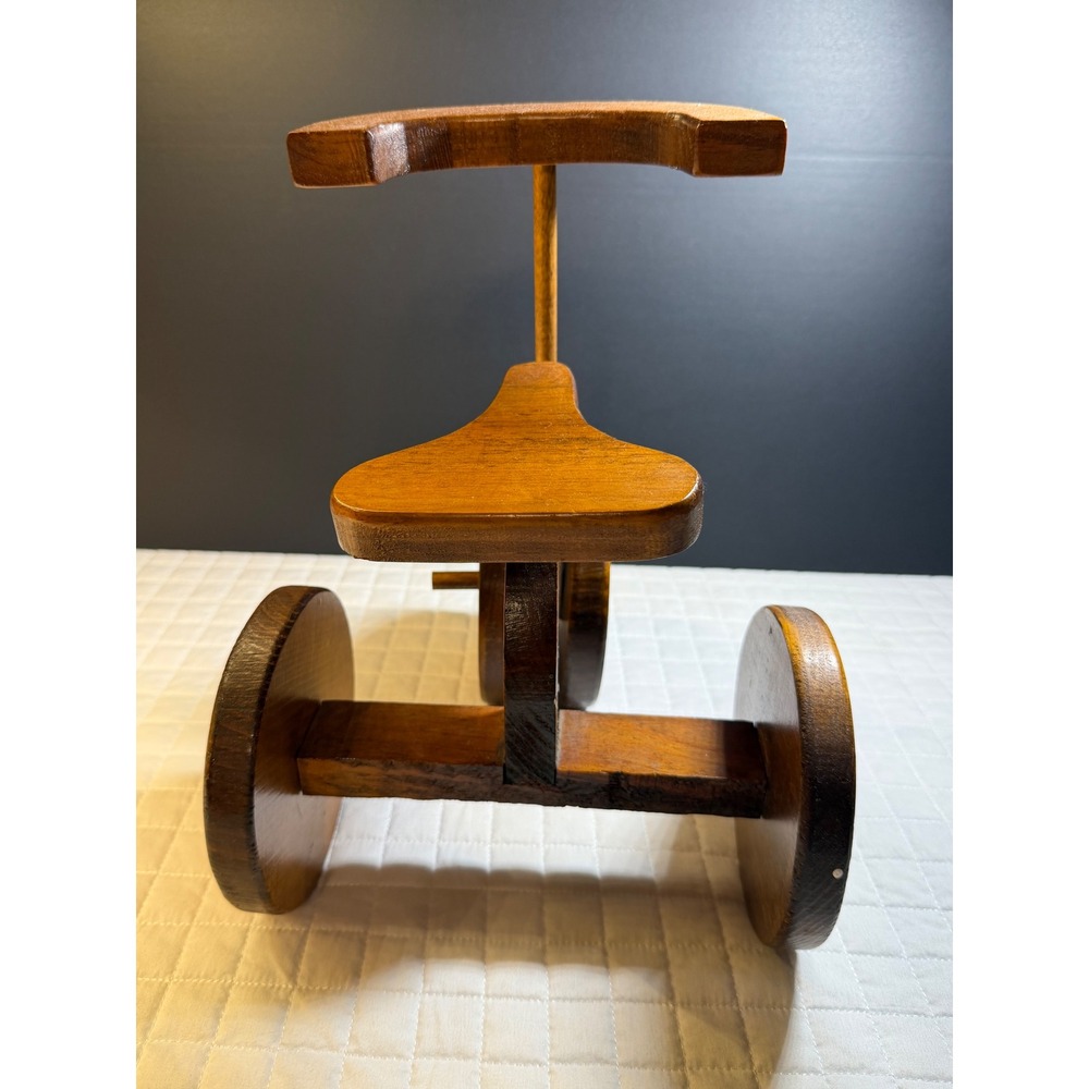 Vintage Handmade Wooden Child Tricycle Toy Mid Century Folk Art Wood Decor 12in - Picture 3 of 7